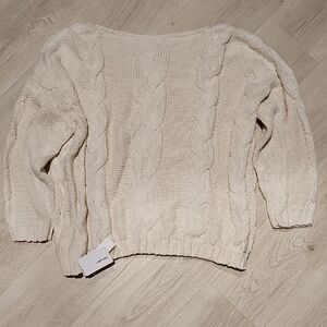 Elegant Cream Cable Knit Sweater